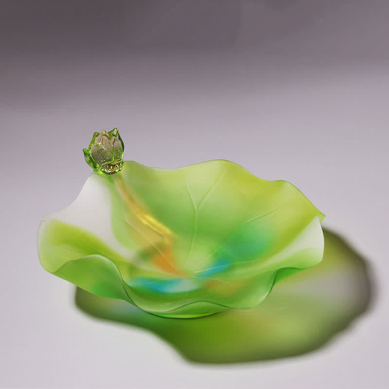 Feng Shui Lotus fatto a mano Liuli Crystal Art Piece Home Office Offerta Decorazione - image 8