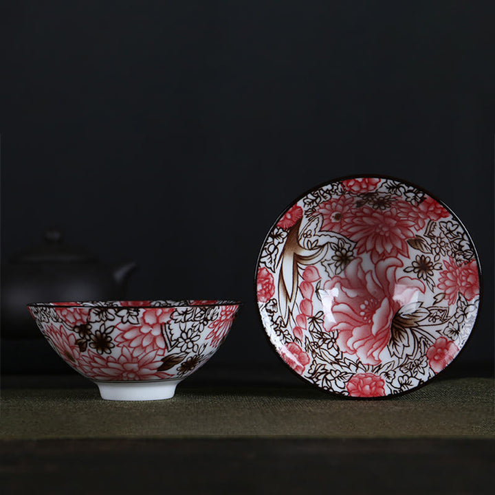 Buddha Stones Fiori Fu Carattere Montagne Loto Fiori di ciliegio Tazza da tè in ceramica Tazza da tè Kung Fu