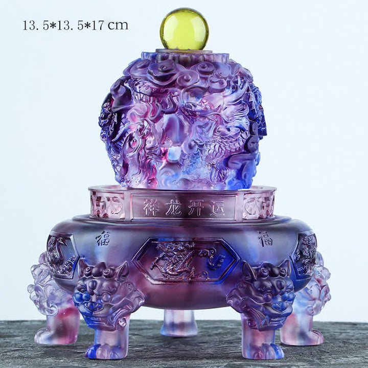 Buddha Stones Feng Shui Drago di buon auspicio Cristallo Liuli fatto a mano Pezzo d'arte girevole Fortuna Decorazione per ufficio in casa - image 5
