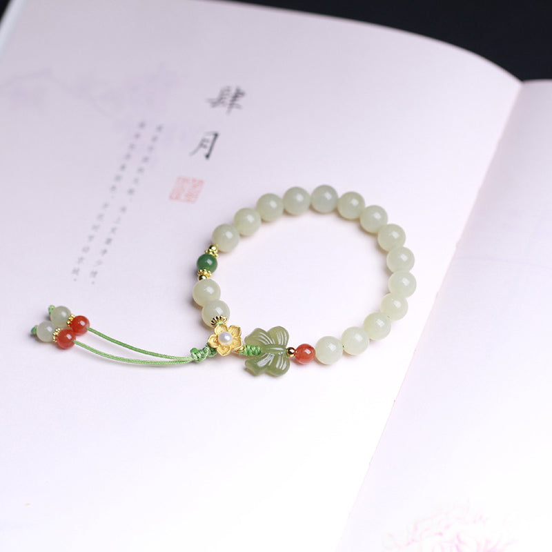 Bracciale Buddha Stones 925 Sterling Silver Jade Luck Flower Butterfly - image 6