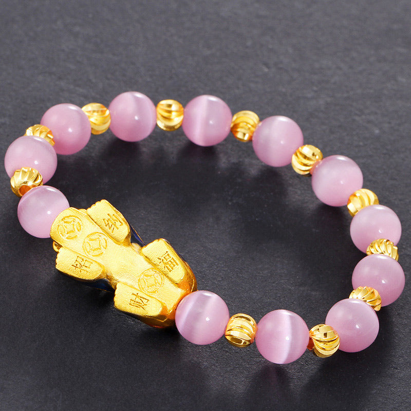 Braccialetto portafortuna Buddha Stones Pixiu Cat Eye