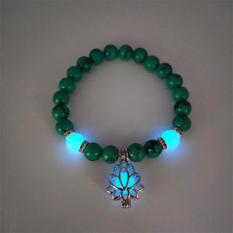 Braccialetto di protezione con perline luminose in pietra luminosa turchese tibetano Buddha Stones
