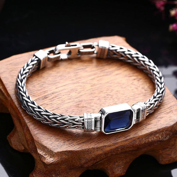Bracciale con fibbia per la ricchezza e guarigione con chiglia di drago in acrilico blu retrò Buddha Stones