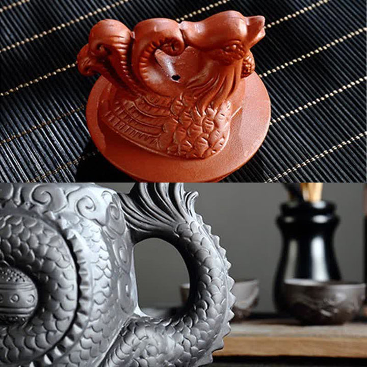 Teiera in ceramica vintage Dragon Phoenix