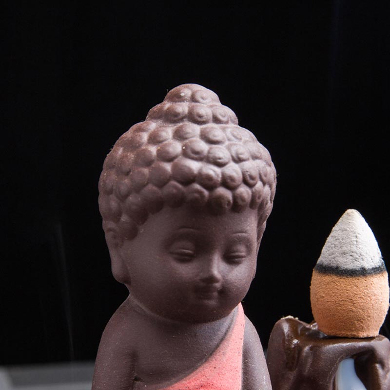 Buddha Stones Backflow Fumo Fontana Ceramica Benedizione Bruciatore Incenso Decorazione