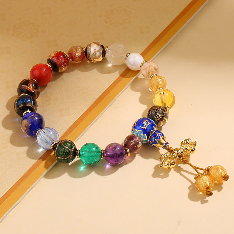 Buddha Stones Tibetano Incenso Colorato Cenere Perline di Vetro Liuli Om Mani Padme Hum Dorje Vajra 18 Perline Polso Mala