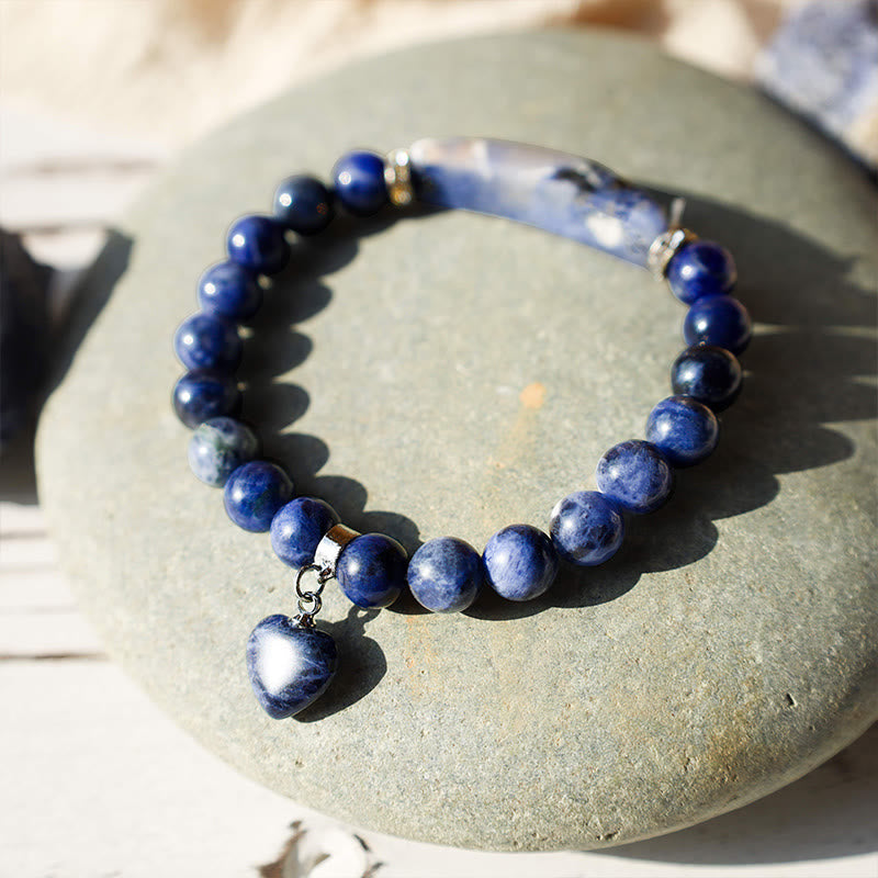 Braccialetto di perline curative con cuore d'amore in quarzo naturale Buddha Stones