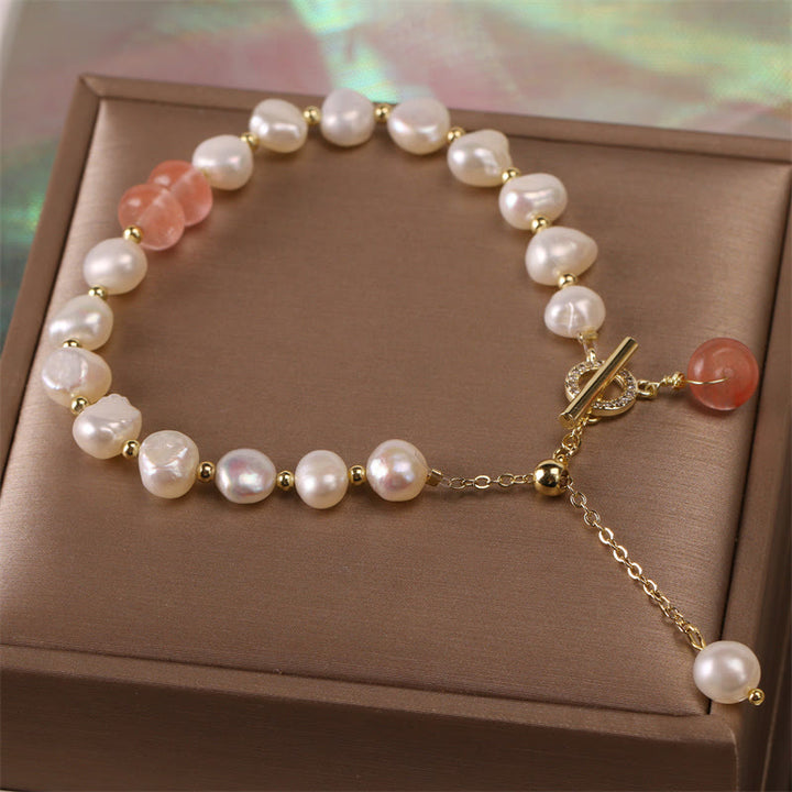 Braccialetto a catena curativo con perle di quarzo fragola verde Buddha Stones