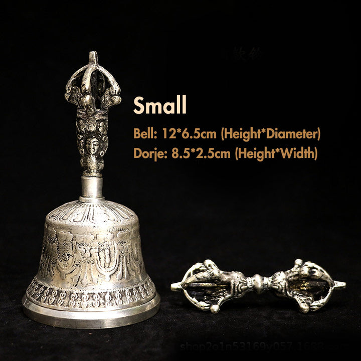 Set di campane per meditazione tibetane Buddha Stones e decorazioni in rame Vajra Dorje - Argento - Piccolo - image 2