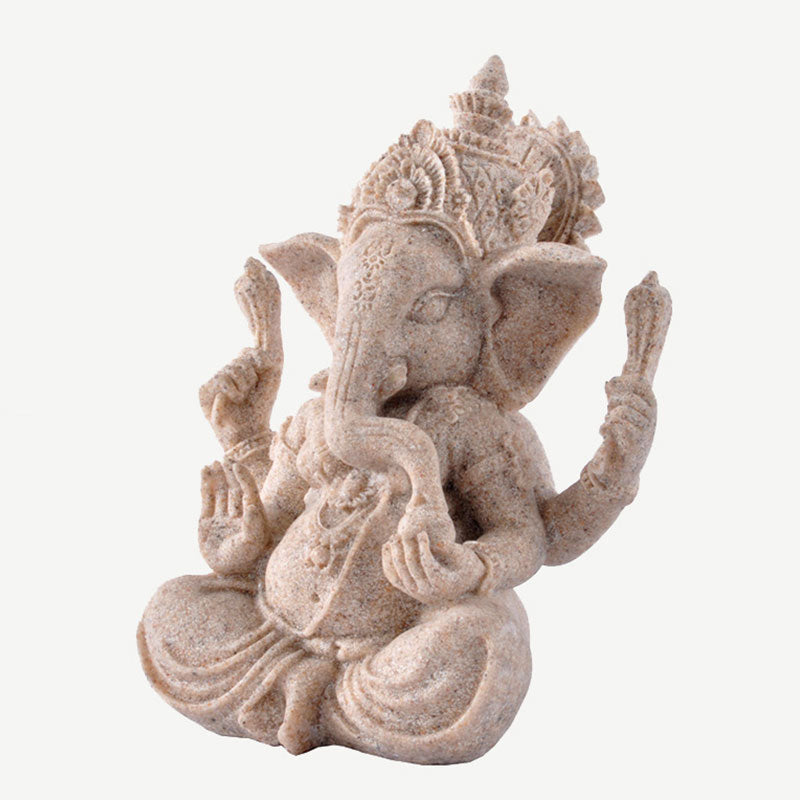 Buddha Stones Ganesh Ganpati Statua Elefante Ricchezza Benedizione Decorazione Casa - image 5