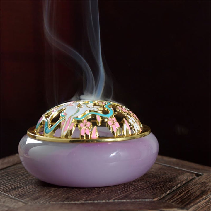Buddha Stones Volpe a nove code Liuli Cristallo curativo Meditazione Bruciatore di incenso