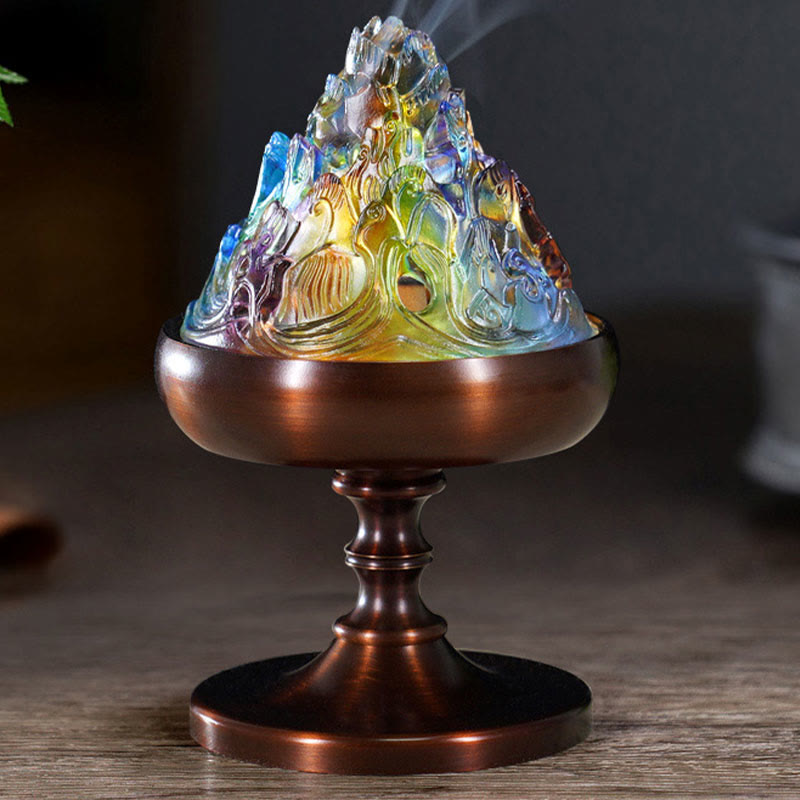 Bruciatore di incenso per meditazione curativa Liuli Crystal Mountain