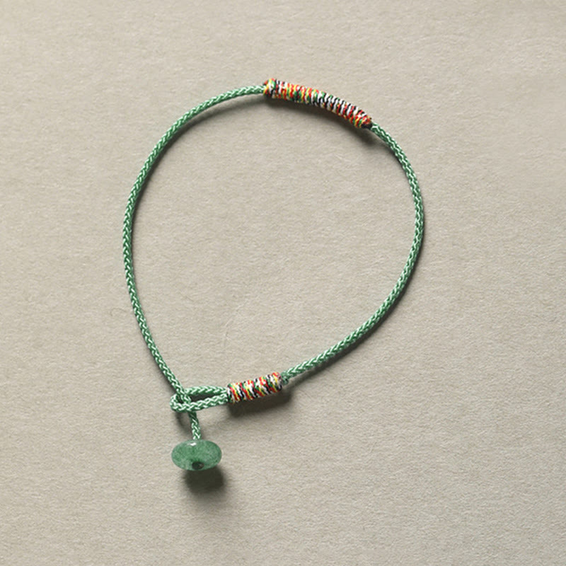 Braccialetto di corda intrecciata con protezione dalla fortuna in avventurina verde tibetana fatta a mano Buddha Stones