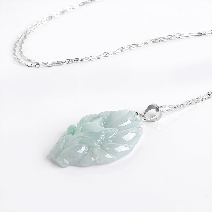 Collana con ciondolo in acciaio al titanio e catena in giada naturale con volpe a nove code Buddha Stones - image 7