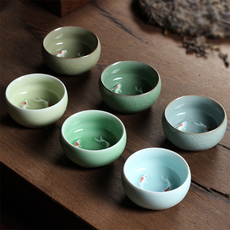Buddha Stones Koi Fish colorato Tazza da tè in ceramica Kung Fu Tazza da tè Ciotola - image 17