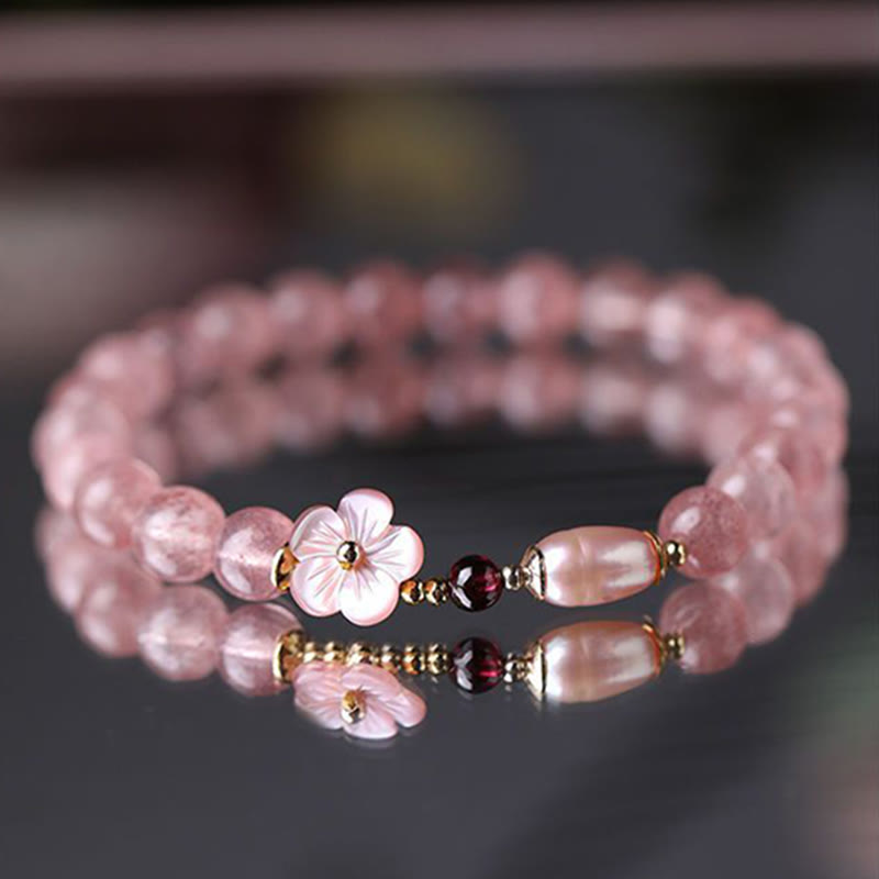 Bracciale Buddha Stones Strawberry Quartz Peach Blossom Love