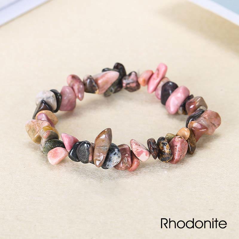Braccialetto lenitivo con pietra di cristallo naturale di forma irregolare - Rodonite (Circonferenza del polso: 15-16 cm) - image 46