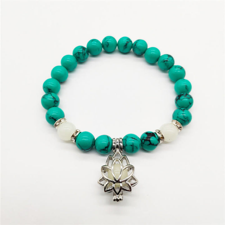 Braccialetto di protezione con perline luminose in pietra luminosa turchese tibetano Buddha Stones