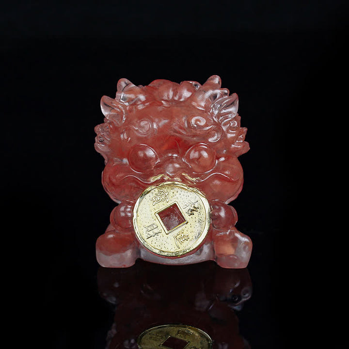 Buddha Stones fatte a mano carine PiXiu moneta d'oro cristallo Fengshui energia ricchezza fortuna decorazione della casa - Cristallo di anguria - image 10