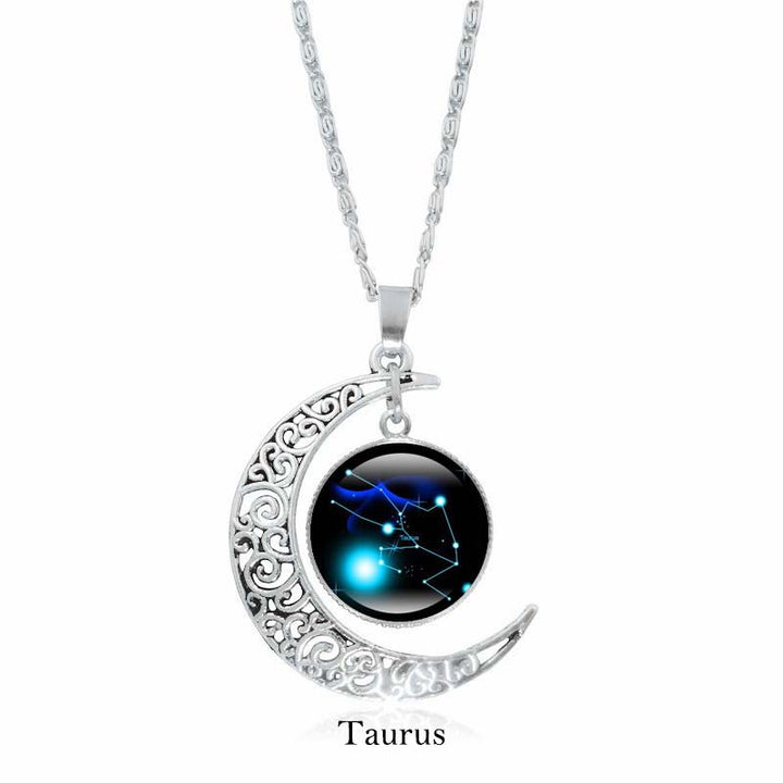 Buddha Stones Collana con ciondolo a catena con 12 costellazioni dello zodiaco e protezione della luna - Toro - image 10