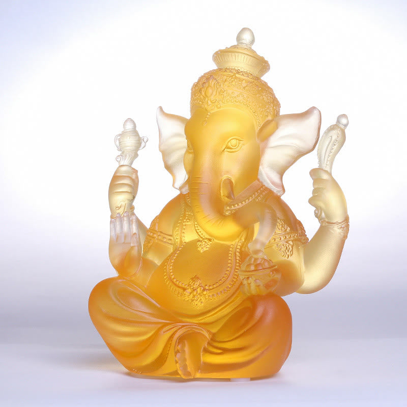 Buddha Stones fatte a mano Ganesh Ganpati Elefante Figurina Liuli Cristallo Pezzo d'Arte Protezione Statua Decorazione della casa - image 2