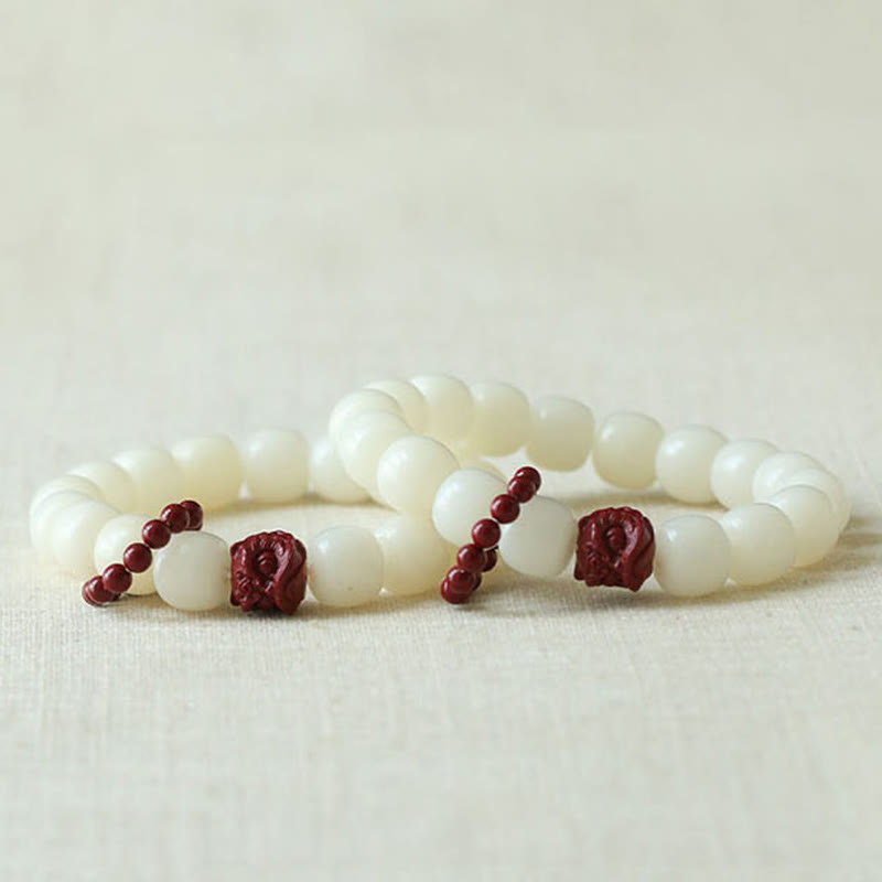 Buddha Stones Semi di Bodhi naturale Cinabro Leone danzante Charm Saggezza Armonia Polso Mala - image 4