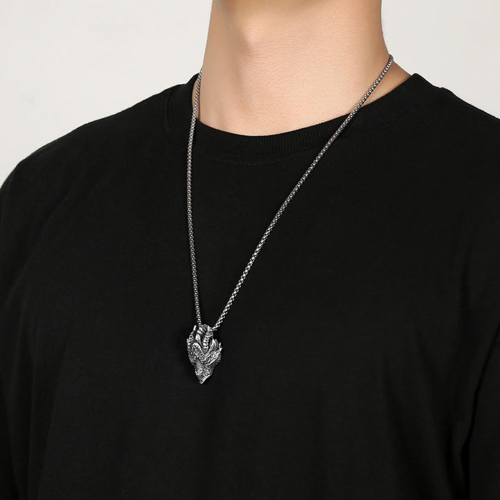 Collana pendente in metallo con testa di drago in stagno puro, protezione dalla fortuna, Buddha Stones - image 6