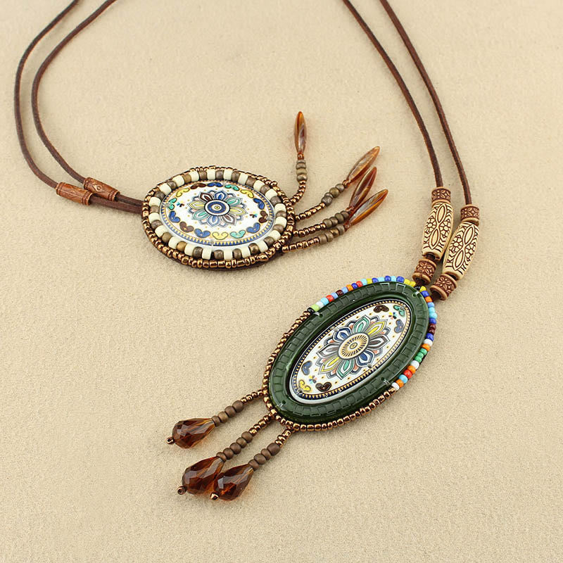 Buddha Stones Mandala Pattern Perline Collana Creatività Ciondolo