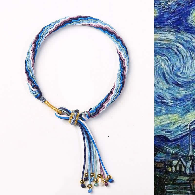 Braccialetto di protezione con treccia e nodo della fortuna della reincarnazione