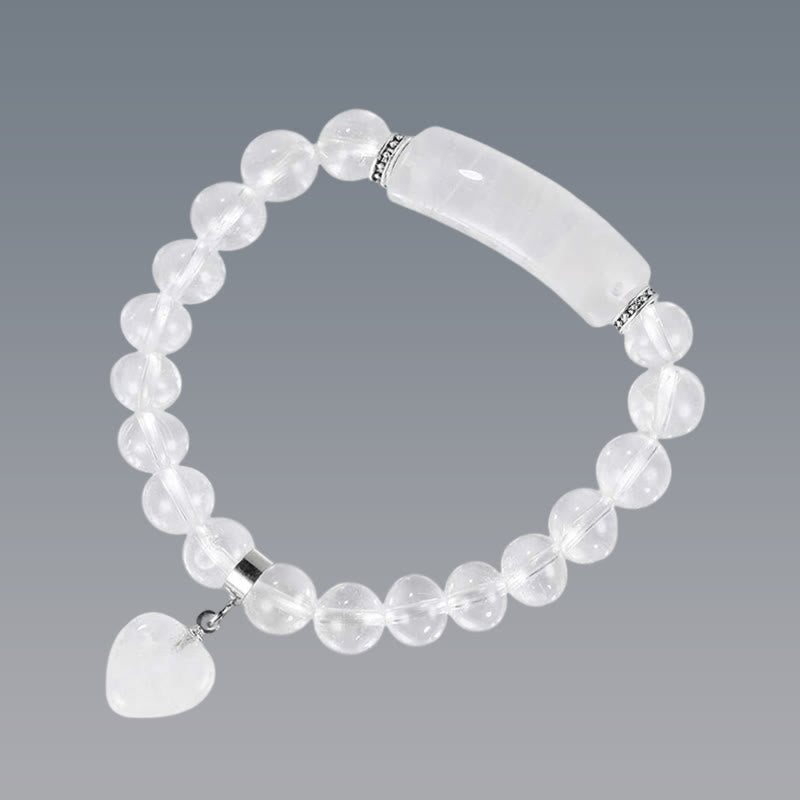 Braccialetto di perline curative con cuore d'amore in quarzo naturale Buddha Stones