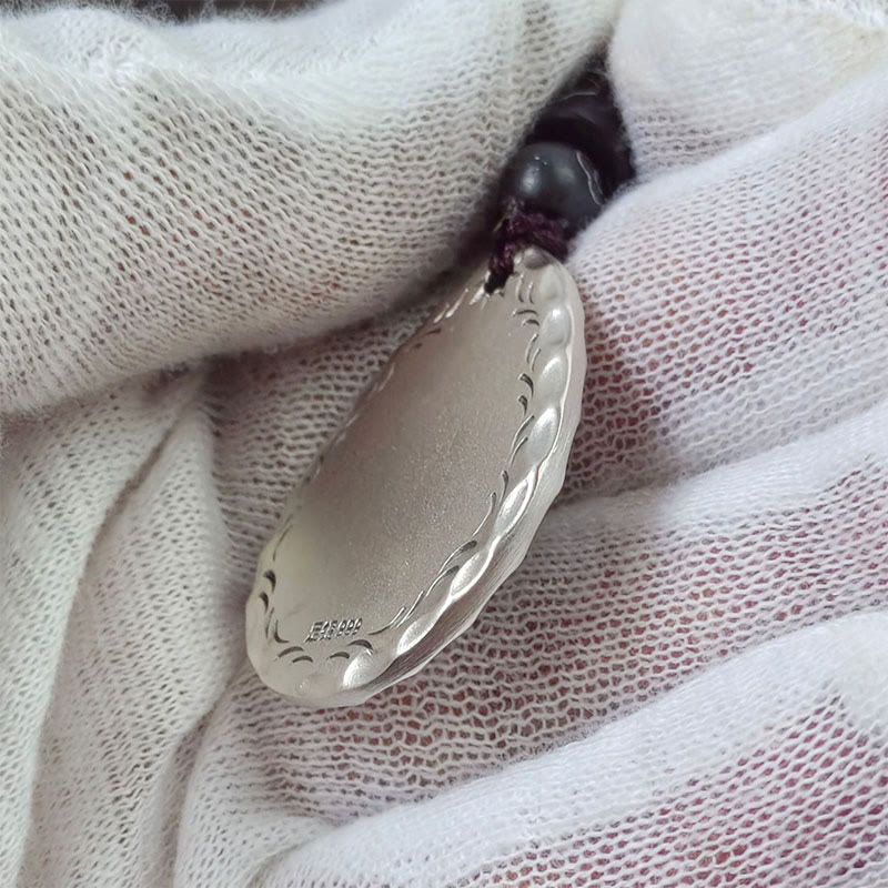 Buddha Stones Vintage 999 Sterling Silver Yin Yang Bagua Water Drop Design Balance Harmony Collana Pendente - image 12