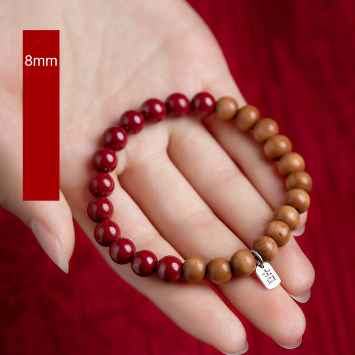 Bracciale Buddha Stones in argento sterling 925, legno di pesca, cinabro, allontana gli spiriti maligni - image 5