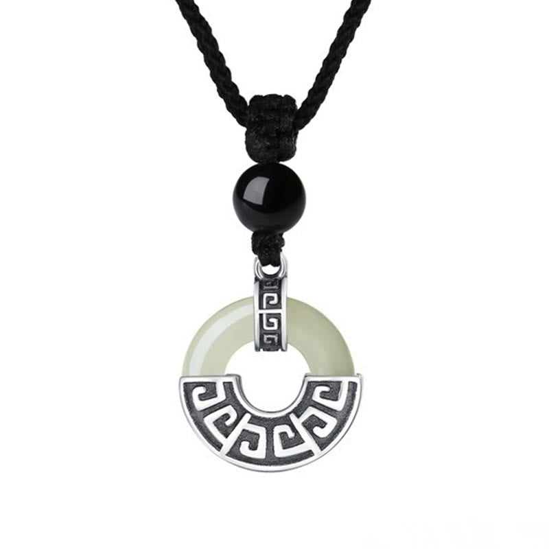 Collana con ciondolo Buddha Stones in argento sterling 925, giada naturale di Hetian, fibbia della pace e prosperità - image 9