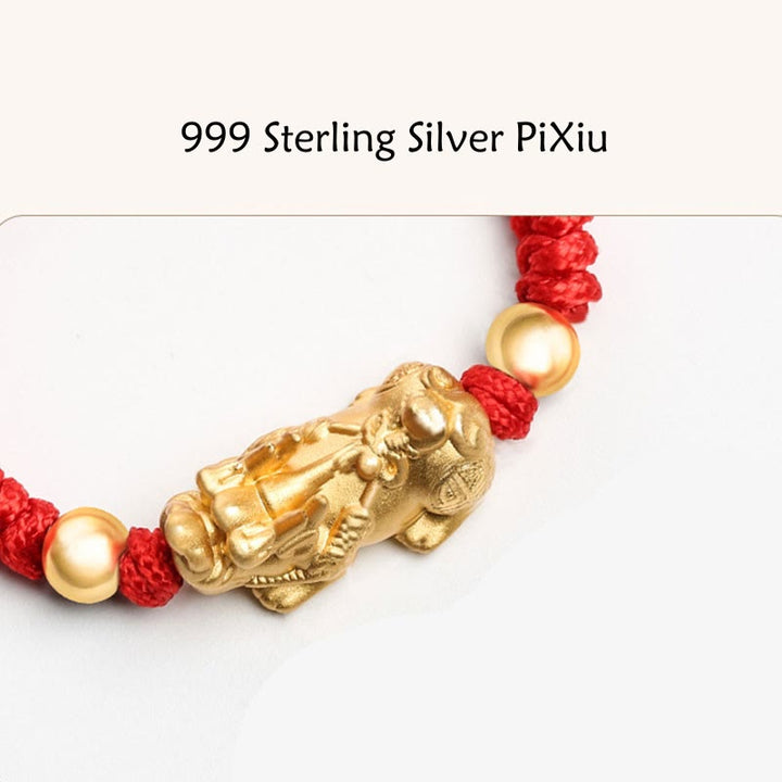 Buddha Stones per bambini in argento sterling 999 PiXiu Wealth King Kong Knot String Braided Kids - image 6