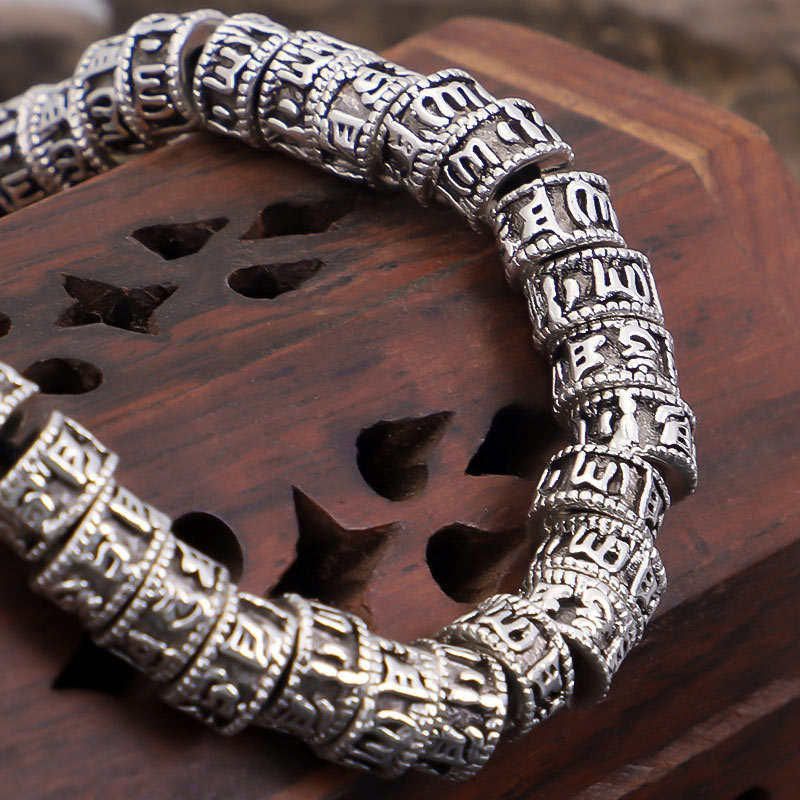 Braccialetto di purezza del mantra tibetano fatto a mano con Buddha Stones