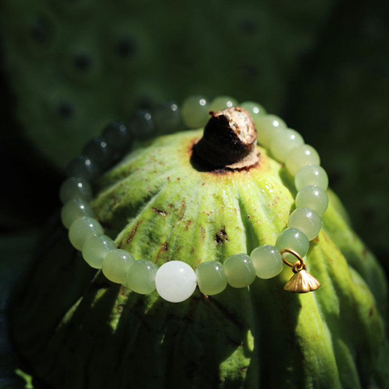 Buddha Stones Bracciale regolabile Jade Lotus Abundance - image 1