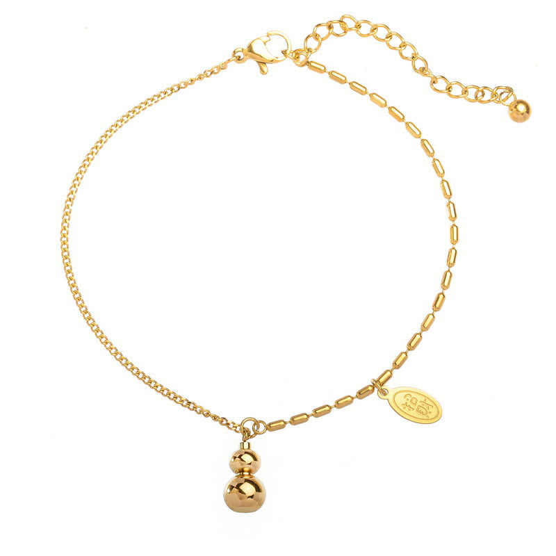Cavigliera con fibbia della ricchezza e design a zucca portafortuna in rame placcato oro 18k Buddha Stones - image 6