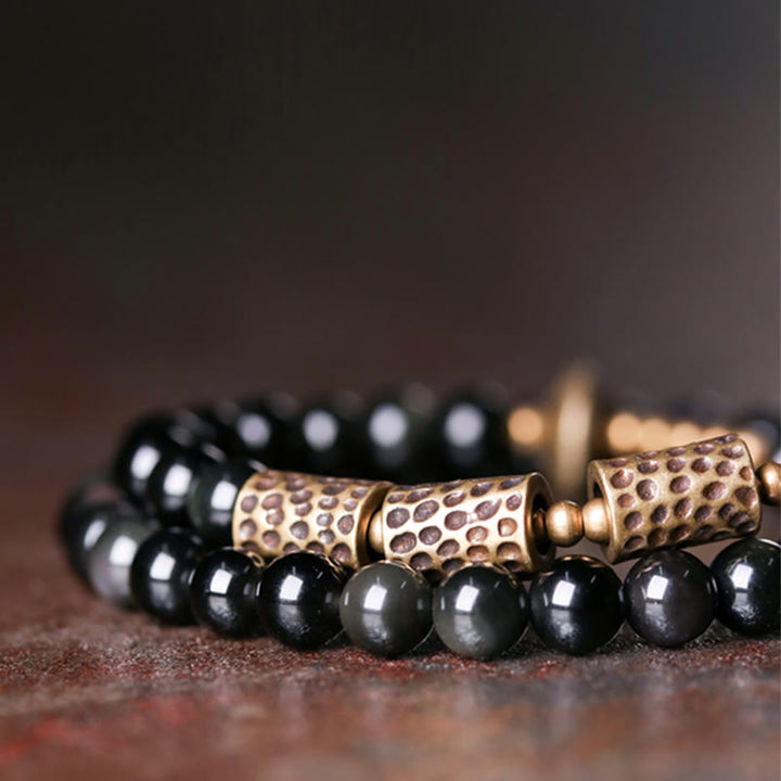 Bracciale Buddha Stones Rainbow Obsidian Copper Love Double Wrap