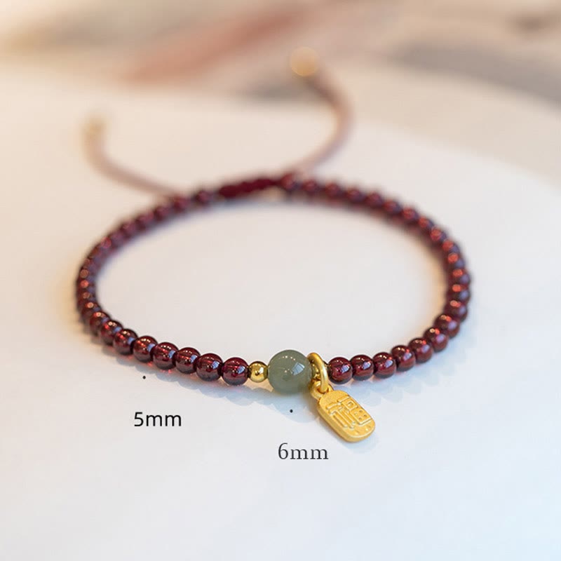 Braccialetto con ciondolo curativo in pietra naturale di quarzo Buddha Stones , granato, giada, fortuna e carattere Fu