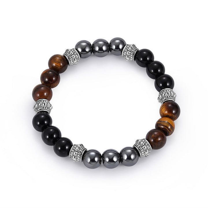 Braccialetto portafortuna e curativo con occhio di tigre e ematite Buddha Stones - image 2