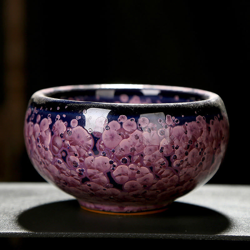 Buddha Stones Fiori di Iris Colorati Forno Cinese Jianzhan Cambiamento Tazza da Tè in Porcellana Tazza da Tè Tenmoku Kung Fu