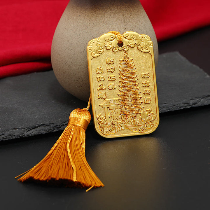 Buddha Stones Feng Shui Stella di buon auspicio Penna Wenchang Pagoda Pesce Koi Decorazione da appendere all'auto