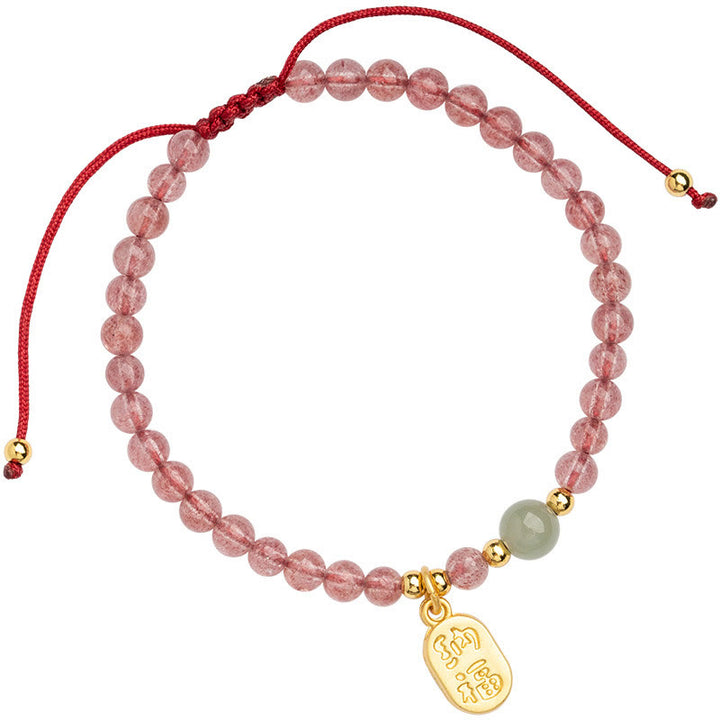 Braccialetto con ciondolo curativo in pietra naturale di quarzo Buddha Stones , granato, giada, fortuna e carattere Fu