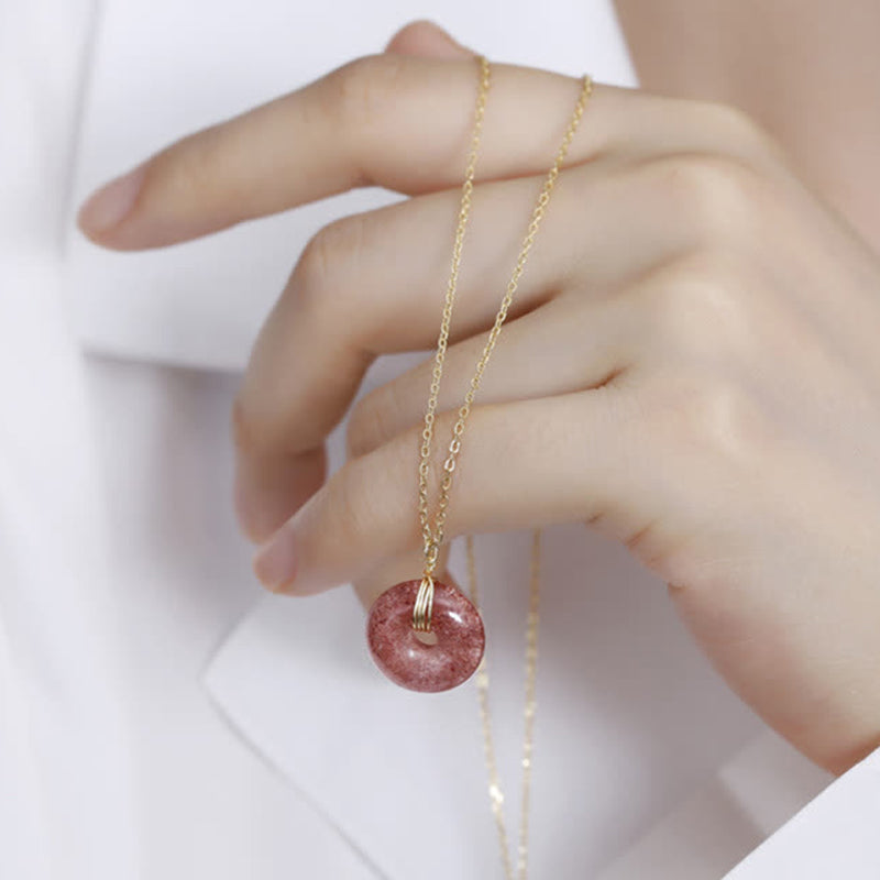 Collana positiva di guarigione al quarzo fragola in argento sterling 925 Buddha Stones - image 6