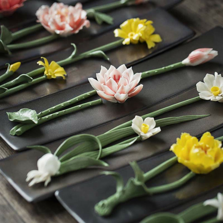 Buddha Stones Lotus Peonia Rosa Fiore Ceramica Bruciatore di Incenso Spirituale