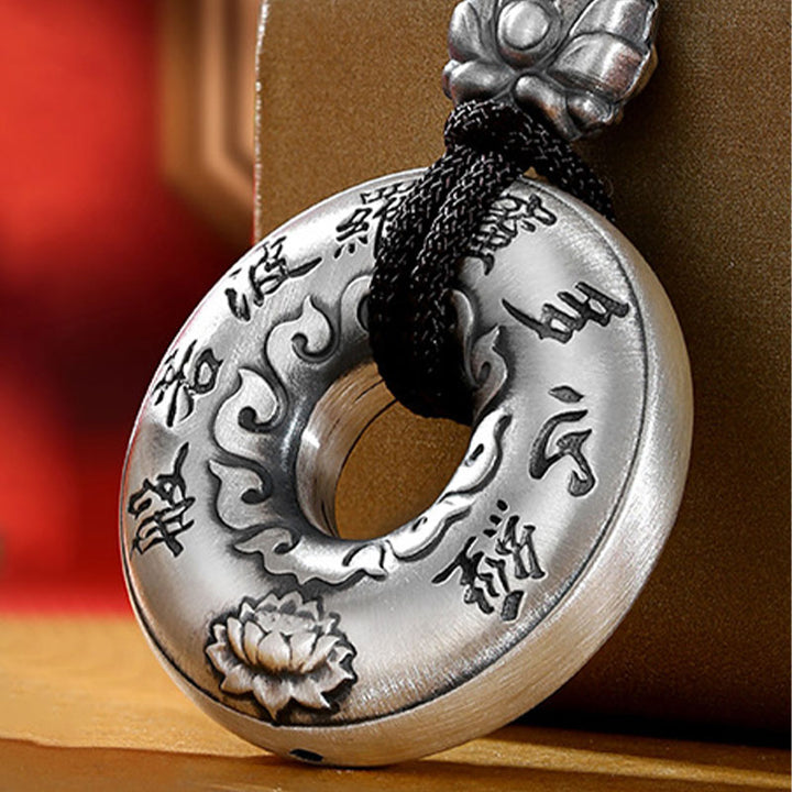Collana con ciondolo a forma di fibbia della pace con cuore in argento sterling 999, Buddha Stones - image 3