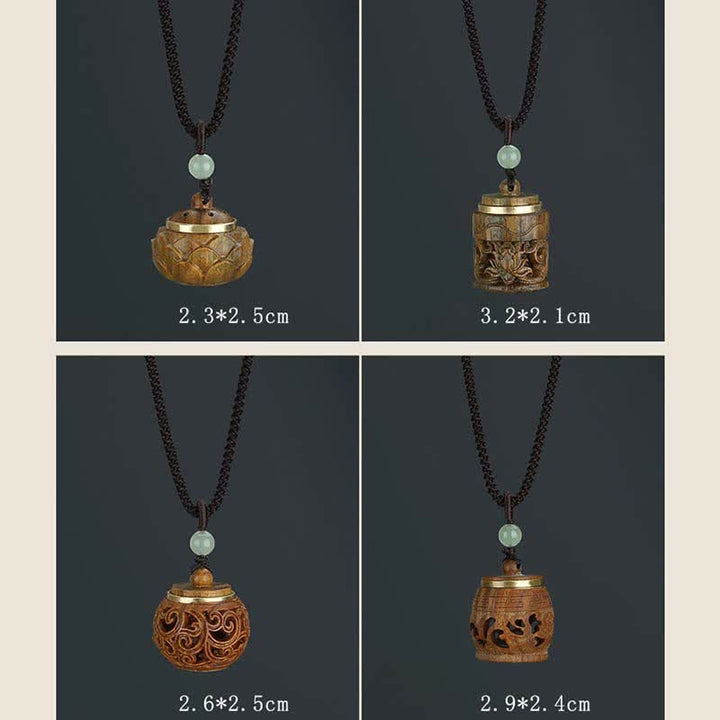Buddha Stones Tibet Sandalo verde Palissandro Om Mani Padme Hum Loto Collana pendente rilassante positivo - image 18
