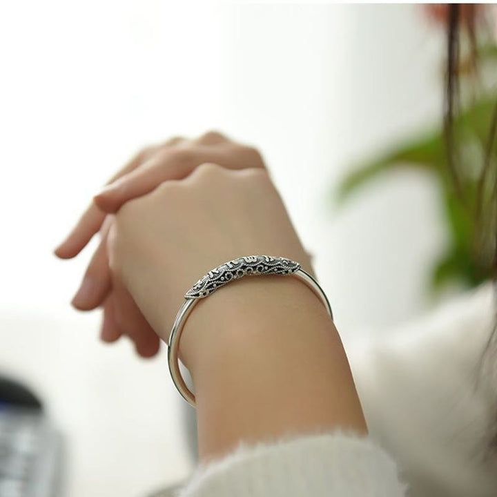 Bracciale rigido con polsino incisi Buddha Stones Om Mani Padme Hum Peace
