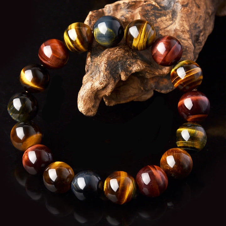 Braccialetto di protezione positiva con occhio di tigre naturale Buddha Stones