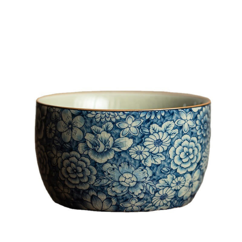 Buddha Stones, loto blu, fiore di pesco, crisantemo, design, tazza da tè in ceramica, tazze da tè Kung Fu
